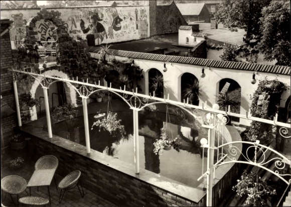 Postcard Großräschen in Lower Lusatia, Acksel restaurant, Mexican bath with roof garden