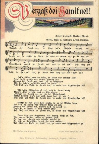 30 song cards, Anton Günther