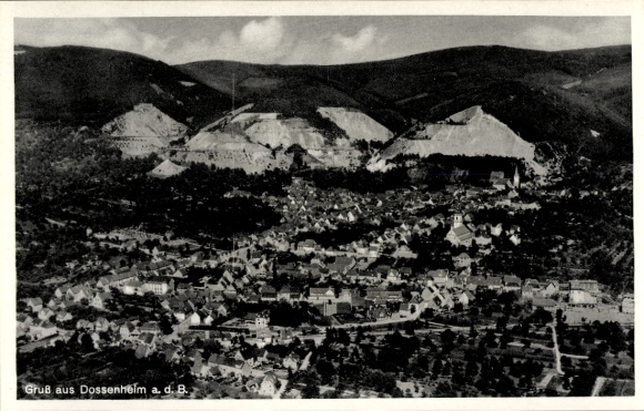 Postcard Dossenheim on the Bergstraße Baden, aerial photograph