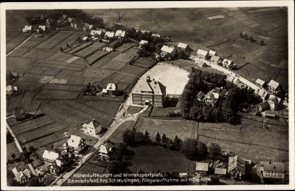 PC Schmiedefeld am Rennsteig Suhl Thuringia, view of the place, aerial photo