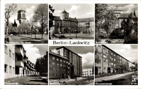 Postcard Berlin Steglitz Lankwitz, Town Hall, Town Hall Park, Gallwitzallee, Havensteinstraße