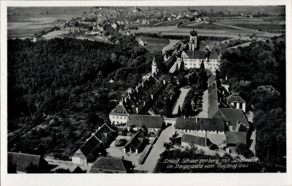 Ak Scheinfeld Mittelfranken, Schloss Schwarzenberg, Fliegeraufnahme