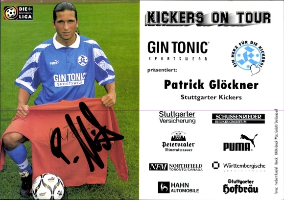 Karta autografu piłkarza Patricka Glöcknera, SV Stuttgarter Kickers, autograf