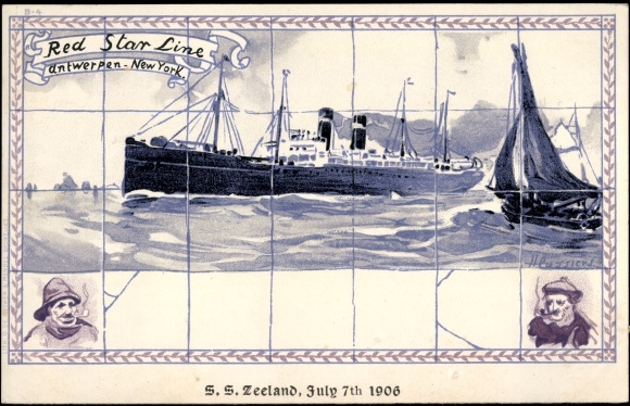 Artist Chromo-Litho Cassiens, H., View of the Steamer Antwerp New York, RSL