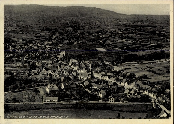 KP Eichstetten am Kaiserstuhl, widok z lotu ptaka na Eichstetten, architektura, okolica wiejska
