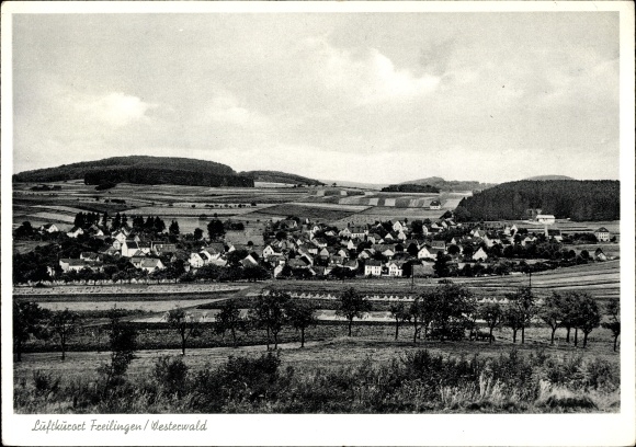 Ak Freilingen Westerwald, algemeen beeld van het dorp, velden