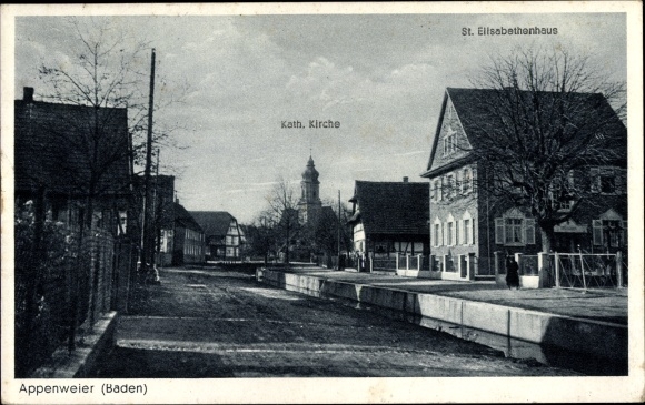 Postcard Appenweier in Baden Württemberg, view of the Catholic Church, St. Elisabethenhaus