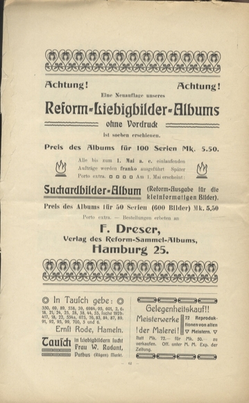 Liebig pictures newspaper advertising Dreser issue 4, volume 12, 1907