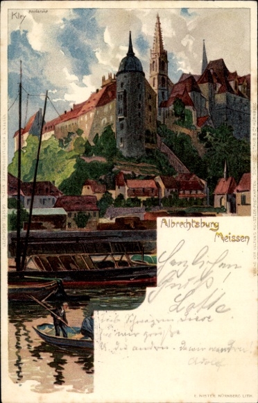 Artist Chromo-Litho Kley, Heinrich, Meissen in Saxony, Albrechtsburg