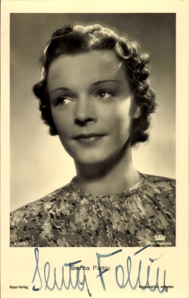 Ak Schauspielerin Senta Foltin, Portrait, Autogramm, Ross Verlag A 2874/1, Tobis