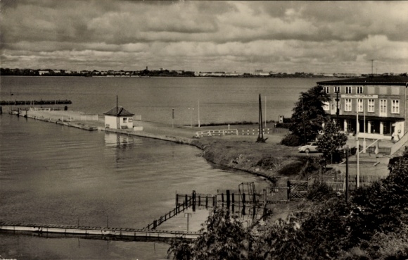 Ak Altefähr op Rügen, panorama, kustlijn