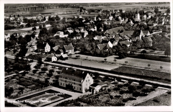 Postcard Bad Krozingen im Breisgau Black Forest, aerial photograph, Theresienheim