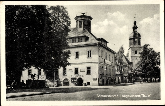 Ak Langewiesen Ilmenau am Thüringer Wald, Ratskeller, Rathaus, Kirchturm