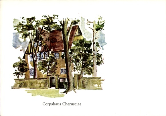 Studentika Postcard Berlin, Corps Cheruscia in the WSC, Corps House Ringstr. 89