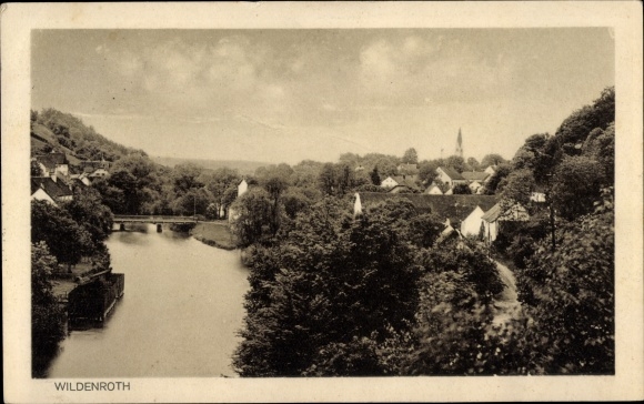 Ansichtkaart Wildenroth Grafrath Opper-Beieren, stadszicht, brug, kerk