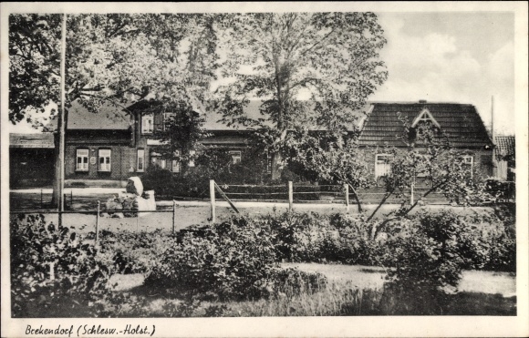 Ak Brekendorf in Sleeswijk-Holstein, restaurant Zur Eiche, buitenaanzicht