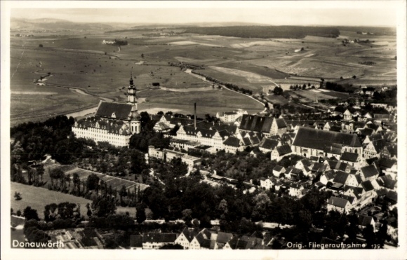 Postcard Donauwörth in Swabia Bavaria, aerial photograph