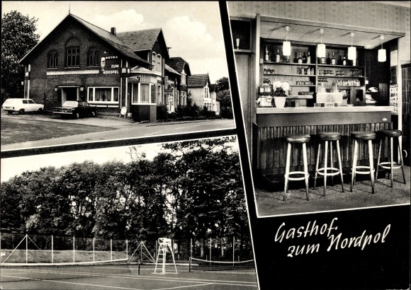 Ak Schenefeld, wijk Rendsburg, Gasthof zum Nordpol, tennisbaan, bar