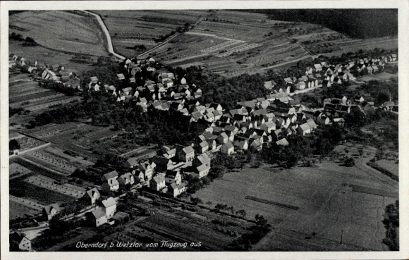 Postcard Oberndorf Solms Hessen, aerial photograph