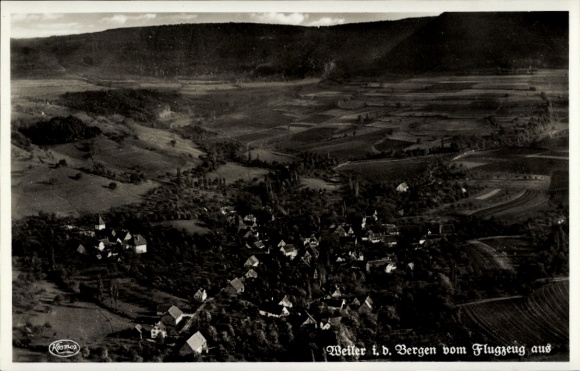 Postcard Weiler in den Bergen Schwäbisch Gmünd in Württemberg, aerial photograph