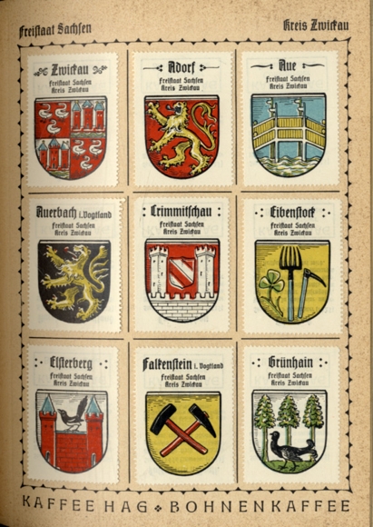 German coat of arms collector&#39;s picture album Kaffee HAG Handelsgesellschaft, Bremen around 1930