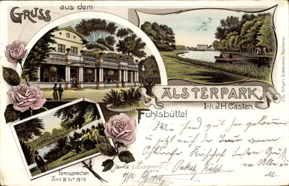 Chromo-Litho Hamburg Nord Fuhlsbüttel, Alsterpark, riverside area