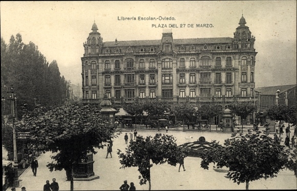 Ak Oviedo Asturië Spanje, Plaza del 27 de Marzo