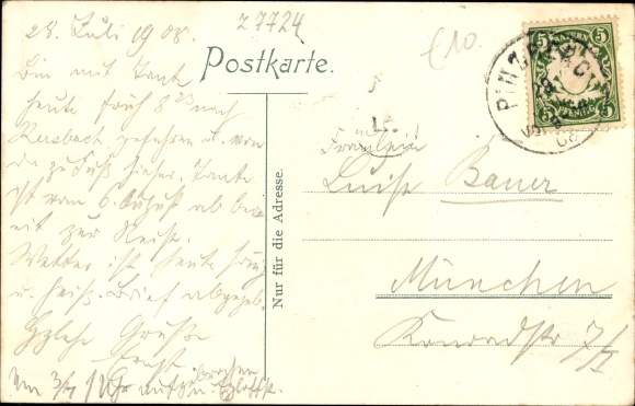 Postcard Pinzberg in Upper Franconia, street, spa hotel, terrace, Zameter Thurn