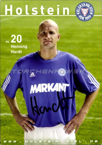 Karta autografu piłkarza Henninga Hardta, Holstein Kiel, autograf