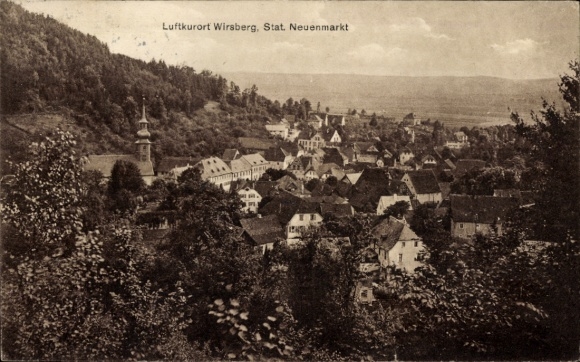 Postcard Neuenmarkt Upper Franconia, climatic health resort Wirsberg, view of the town, hill, church tower