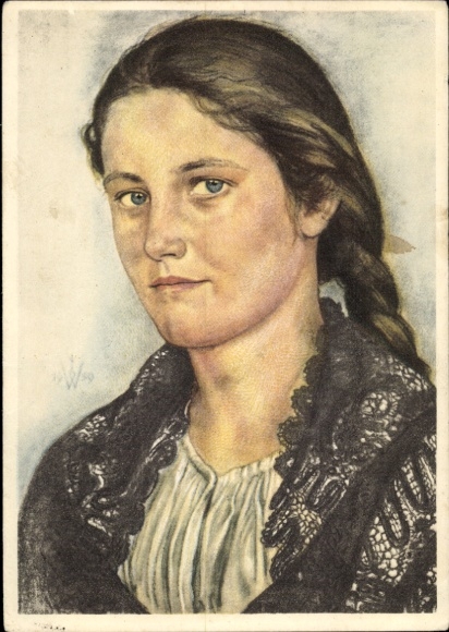 Artist Postcard Willrich, Wolfgang, Girl from Bessarabia, VDA School Collection 1940