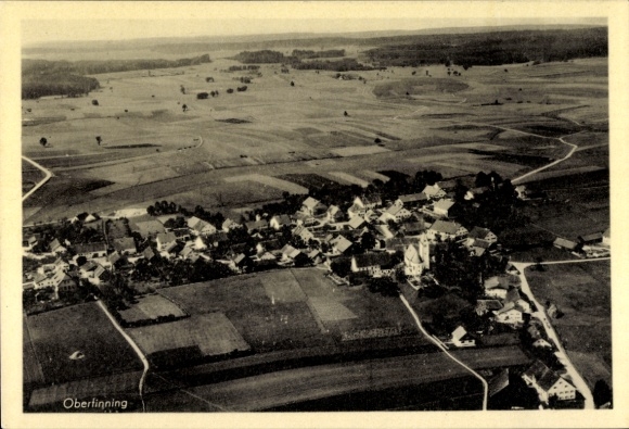 Postcard Obertinning, aerial photograph