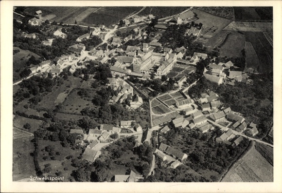 Postcard Schweinspoint Marxheim in Swabia Bavaria, aerial photograph