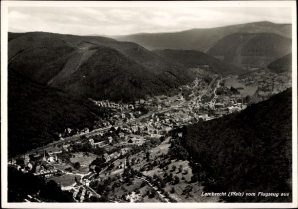 Postcard Lambrecht in the Palatinate, aerial photograph