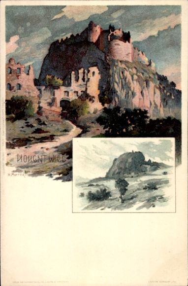 Künstler Litho Mutter, K., Singen Hohentwiel, Burgruine