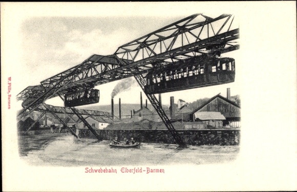 Postcard Wuppertal, Elberfeld Barmen suspension railway