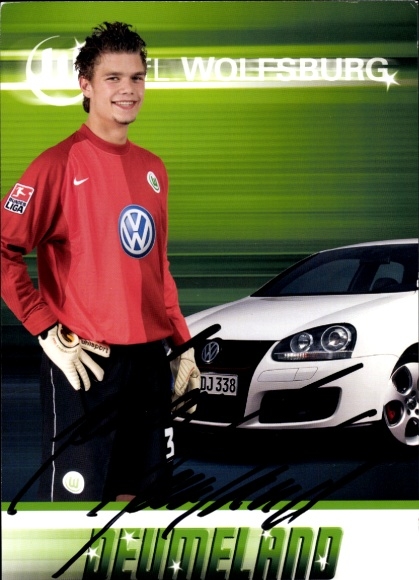 Autogrammkarte Fußballer Jonas Deumeland, VfL Wolfsburg, Autogramm