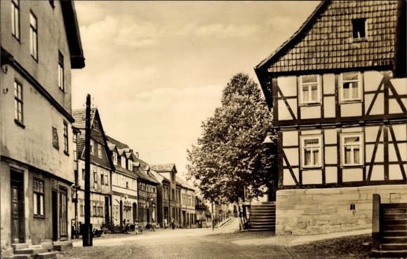 Postcard Berka on the Werra Thuringia, on the market, half-timbered houses