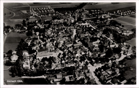 Postcard Aichach in Upper Bavaria Swabia, aerial photograph