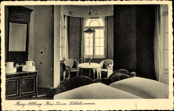 Postcard Schalkenmehren in North Rhine-Westphalia, Altburg Castle, bedroom