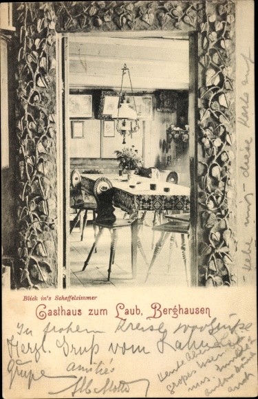 Postcard Berghausen Pfinztal am Kraichgau, Inn zum Laub, Scheffelzimmer