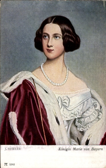 Artist Postcard Stieler, J., Queen Marie of Bavaria, Portrait, Ackermann 1383