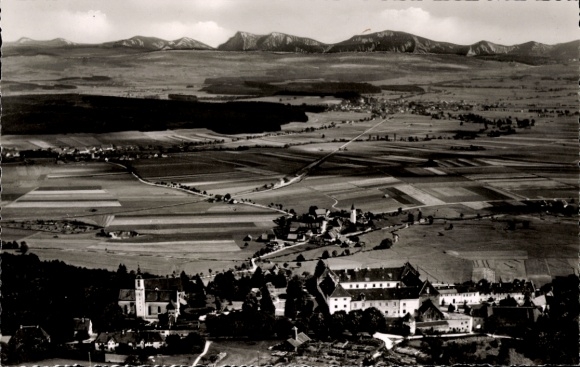 Postcard Leutkirch im Allgäu Württemberg, Zeil Castle, aerial photograph
