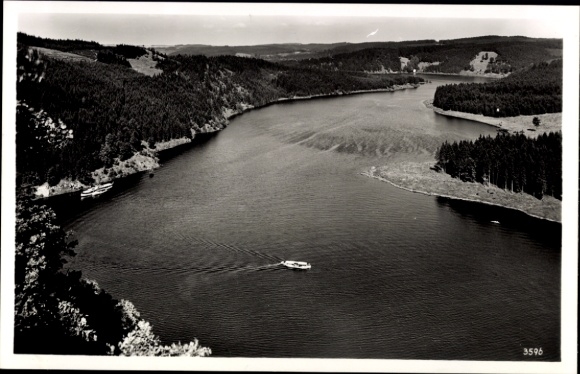 Postcard Hohenwarte Thuringia, Saale Dam, reservoir, view from Heinrichstein to Silberknie