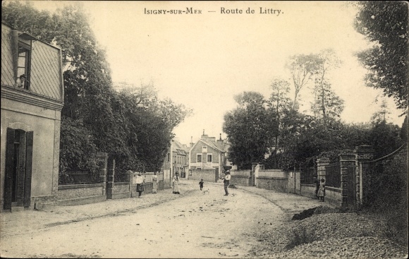 Ak Isigny sur Mer Calvados, Route de Littry