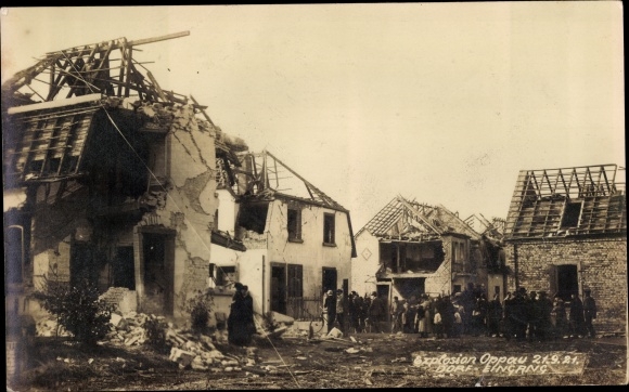 Photo Postcard Oppau Ludwigshafen am Rhein Rhineland Palatinate, explosion, September 21, 1921, entrance to the village