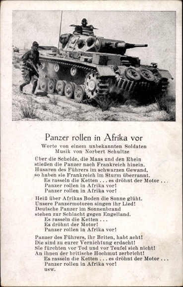 Song KP Panzer toczy się naprzód w Afryce, Norbert Schultze, Wehrmacht