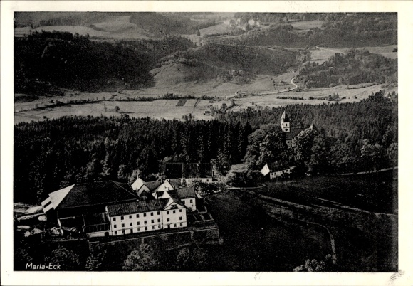 Siegsdorf in Upper Bavaria, Maria Eck Monastery, aerial photograph