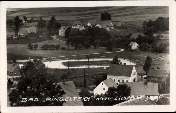 Foto Ak Lichtenberg Erzgebirge, Bad Ringelteich, Teilansicht, Luftbild
