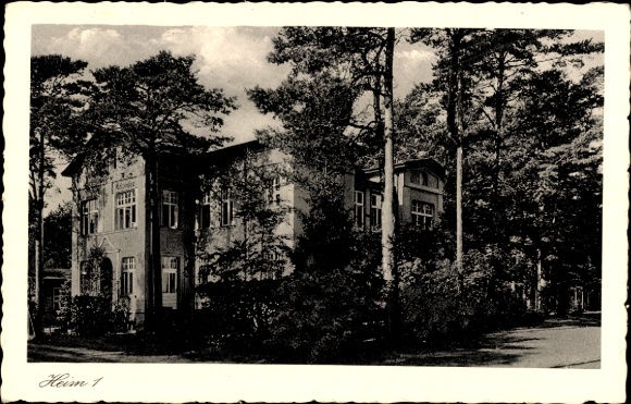 Postcard Ostseebad Kölpinsee on Usedom, children's recreation home
